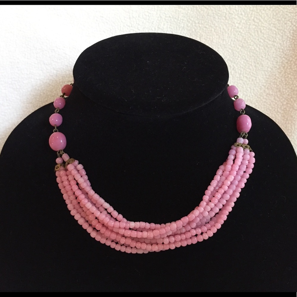 Vintage Multi Strand Pink Necklace